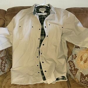 L.L. Bean Beige Jacket with Green Plaid Lining